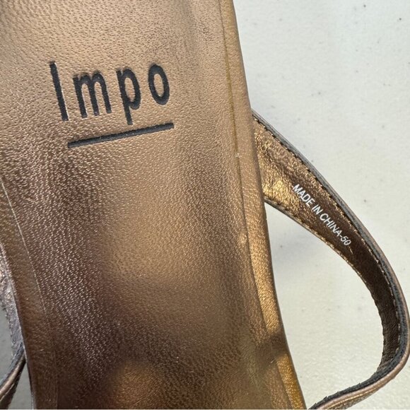 Vintage Impo 90s Y2K Bronze Metallic Straps Low Heel Slip On Sandals Size 7M - Picture 6 of 12